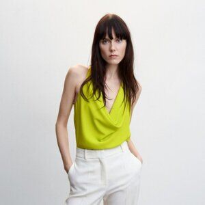 Mango Draped Neck Blouse